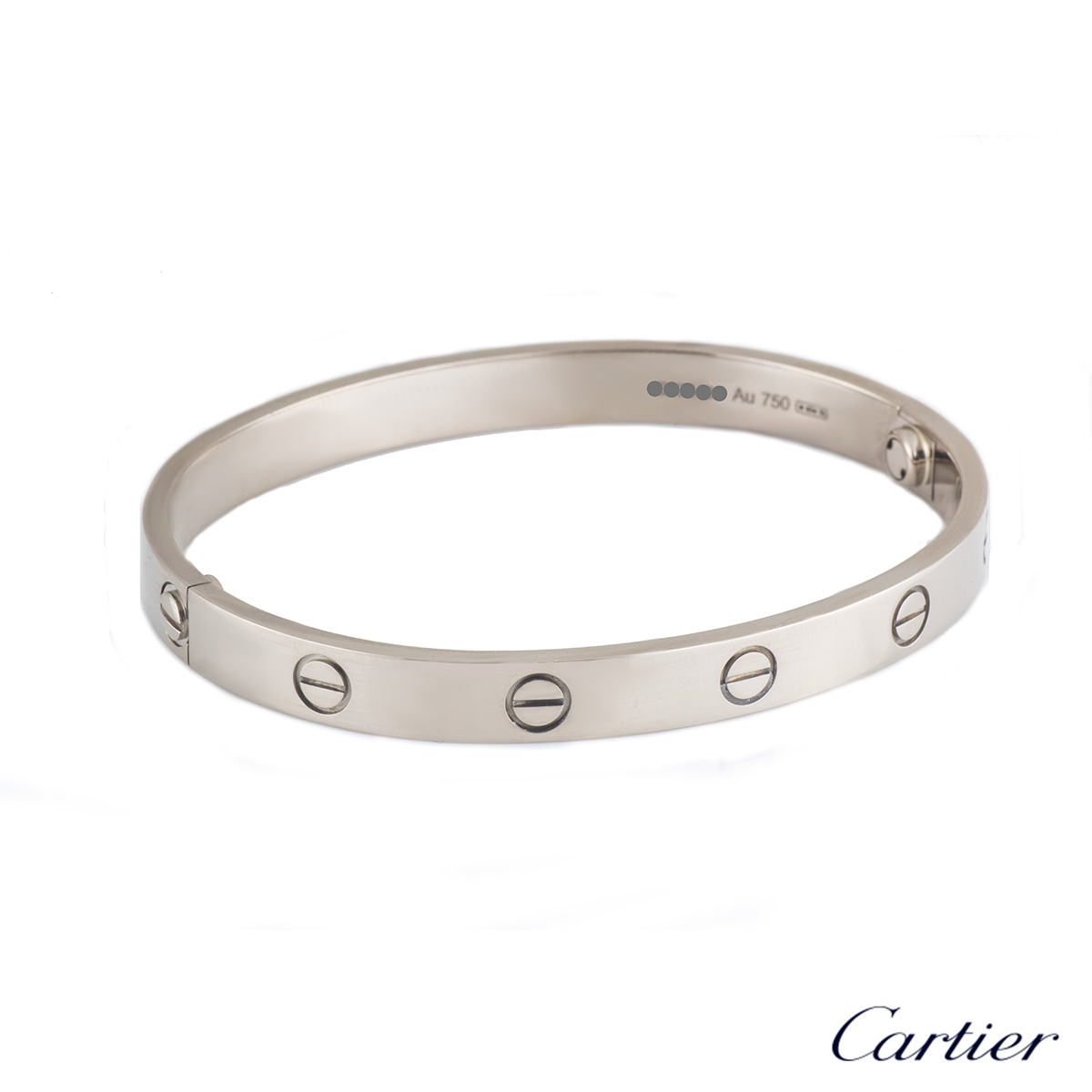 Cartier 18k White Gold Love Bracelet Size 17 B&P B6035417 | Rich Diamonds